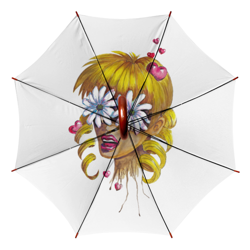 Заказать зонт в Москве. Зонт-трость двусторонний с деревянной ручкой Без ума от цветов от d_ari.design@mail.ru - готовые дизайны и нанесение принтов.