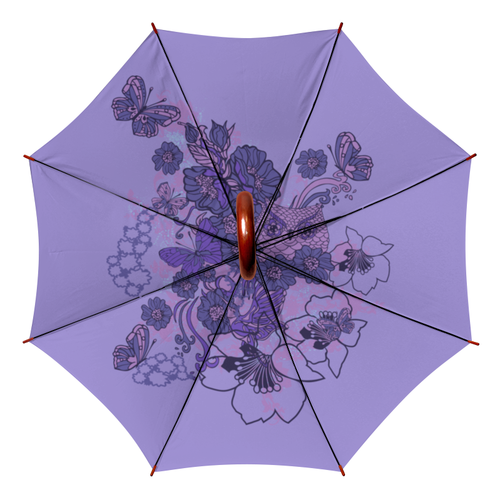 Заказать зонт в Москве. Зонт-трость двусторонний с деревянной ручкой Сова в цветах от valezar - готовые дизайны и нанесение принтов.