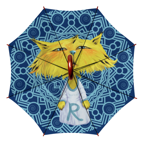 Заказать зонт в Москве. Зонт-трость двусторонний с деревянной ручкой Рысёнок от Margarita Nia - готовые дизайны и нанесение принтов.