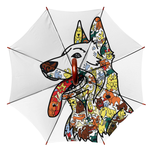 Заказать зонт в Москве. Зонт-трость двусторонний с деревянной ручкой забавные собаки от Игма - готовые дизайны и нанесение принтов.