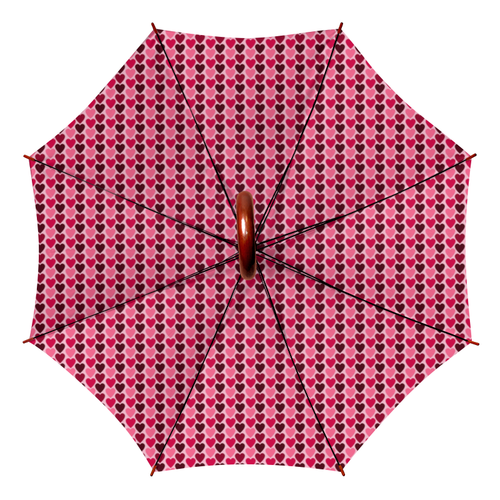 Заказать зонт в Москве. Зонт-трость двусторонний с деревянной ручкой Страстные сердца от Лана  - готовые дизайны и нанесение принтов.