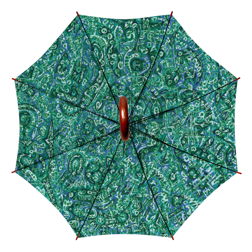 Заказать зонт в Москве. Зонт-трость двусторонний с деревянной ручкой Бирюзовый от Vadim Koval - готовые дизайны и нанесение принтов.