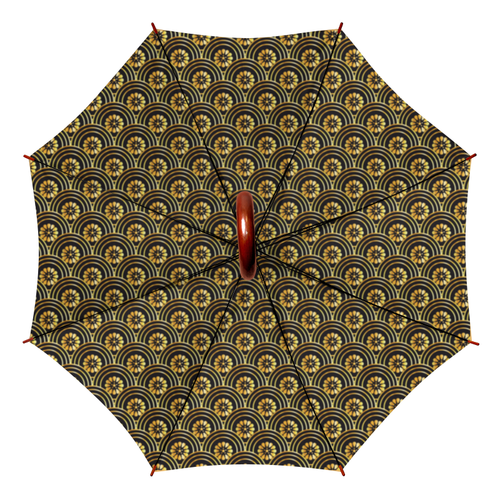 Заказать зонт в Москве. Зонт-трость двусторонний с деревянной ручкой Японский узор от BeliySlon - готовые дизайны и нанесение принтов.