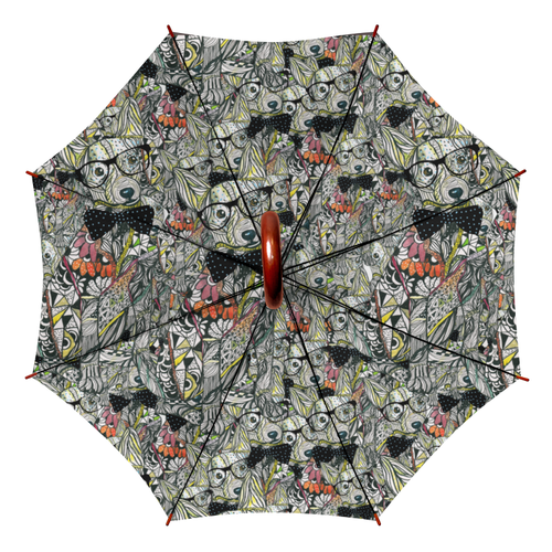 Заказать зонт в Москве. Зонт-трость двусторонний с деревянной ручкой Моя любимая собака от juliafast77 - готовые дизайны и нанесение принтов.