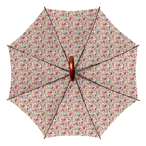 Заказать зонт в Москве. Зонт-трость двусторонний с деревянной ручкой Пейсли (Яркий) от Аня Лукьянова - готовые дизайны и нанесение принтов.