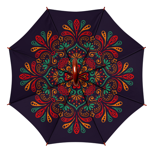 Заказать зонт в Москве. Зонт-трость двусторонний с деревянной ручкой Кружевной от BeliySlon - готовые дизайны и нанесение принтов.