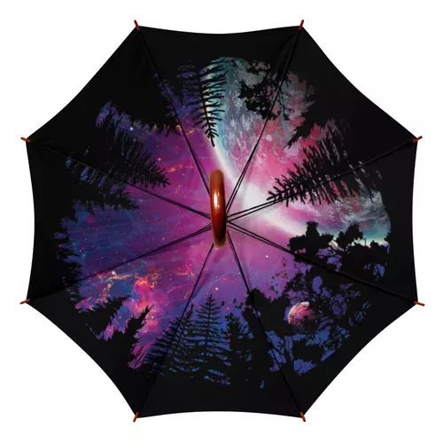 Заказать зонт в Москве. Зонт-трость двусторонний с деревянной ручкой Eye In The Sky от CoolColor  - готовые дизайны и нанесение принтов.