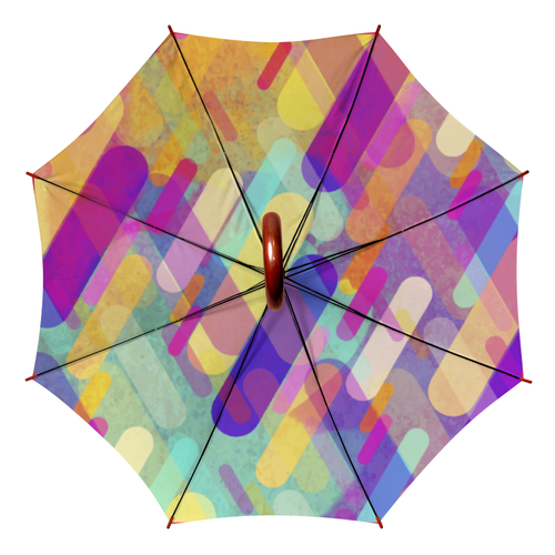 Заказать зонт в Москве. Зонт-трость двусторонний с деревянной ручкой Разноцветная абстракция от BeliySlon - готовые дизайны и нанесение принтов.