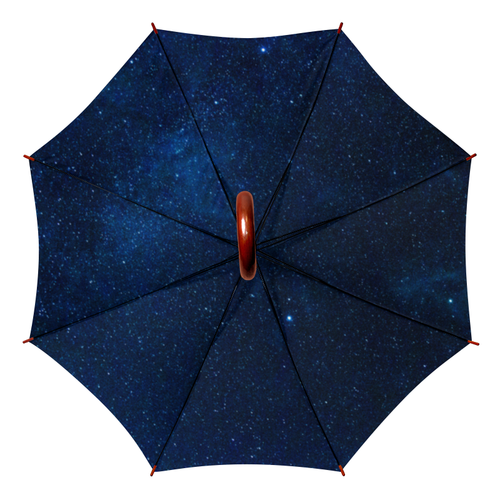 Заказать зонт в Москве. Зонт-трость двусторонний с деревянной ручкой Звездное небо от Nos  - готовые дизайны и нанесение принтов.