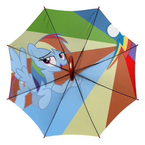 Заказать зонт в Москве. Зонт-трость двусторонний с деревянной ручкой Rainbow Dash Color Line от shadow_dash - готовые дизайны и нанесение принтов.