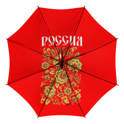 Заказать зонт в Москве. Зонт-трость двусторонний с деревянной ручкой Россия от weeert - готовые дизайны и нанесение принтов.