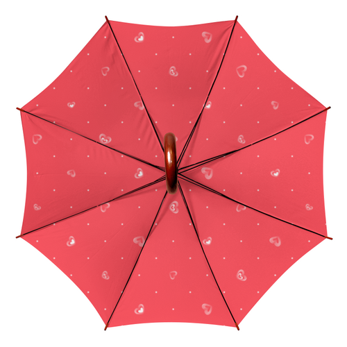 Заказать зонт в Москве. Зонт-трость двусторонний с деревянной ручкой Сердечки от bd-art  - готовые дизайны и нанесение принтов.