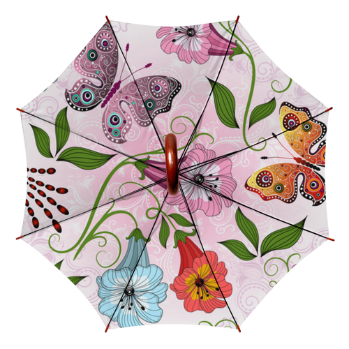 Заказать зонт в Москве. Зонт-трость двусторонний с деревянной ручкой Летние цветы от Ирина - готовые дизайны и нанесение принтов.