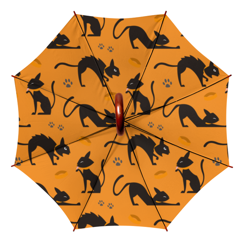 Заказать зонт в Москве. Зонт-трость двусторонний с деревянной ручкой Кошки от BeliySlon - готовые дизайны и нанесение принтов.