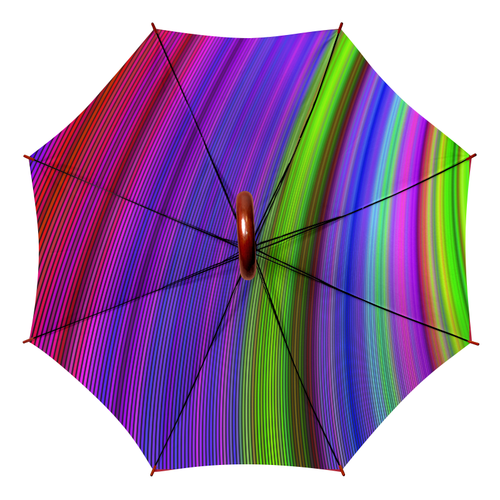 Заказать зонт в Москве. Зонт-трость двусторонний с деревянной ручкой Радуга от BeliySlon - готовые дизайны и нанесение принтов.
