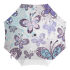 Заказать зонт в Москве. Зонт-трость двусторонний с деревянной ручкой Фиолетовые бабочки от weeert - готовые дизайны и нанесение принтов.