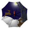 Заказать зонт в Москве. Зонт-трость двусторонний с деревянной ручкой Олени в лесу от Dorianna  - готовые дизайны и нанесение принтов.