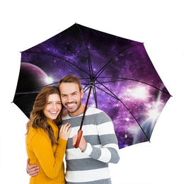 Заказать зонт в Москве. Зонт-трость двусторонний с деревянной ручкой Космос от geekbox - готовые дизайны и нанесение принтов.