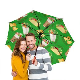Заказать зонт в Москве. Зонт-трость двусторонний с деревянной ручкой Мексиканская еда от IrinkaArt  - готовые дизайны и нанесение принтов.