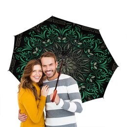 Заказать зонт в Москве. Зонт-трость двусторонний с деревянной ручкой МАНДАЛЫ от robus - готовые дизайны и нанесение принтов.