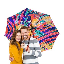 Заказать зонт в Москве. Зонт-трость двусторонний с деревянной ручкой Авторский стиль от mimiart  - готовые дизайны и нанесение принтов.