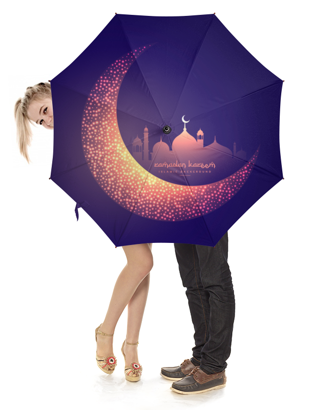 printio зонт трость с деревянной ручкой нью йорк город звездной ночью фэшн дизайн Printio Зонт-трость с деревянной ручкой Полумесяц рамадан