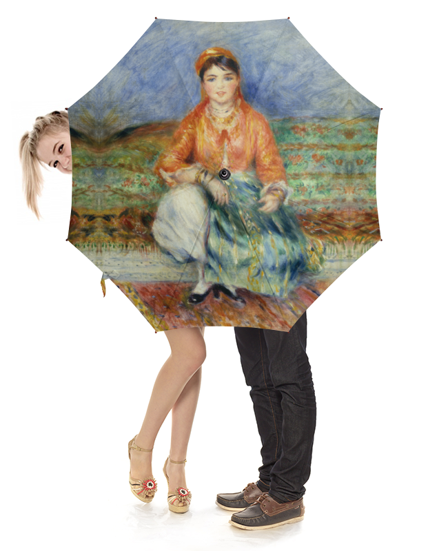 Printio Зонт-трость с деревянной ручкой Алжирская девушка (картина ренуара) printio сумка с полной запечаткой алжирская девушка картина ренуара