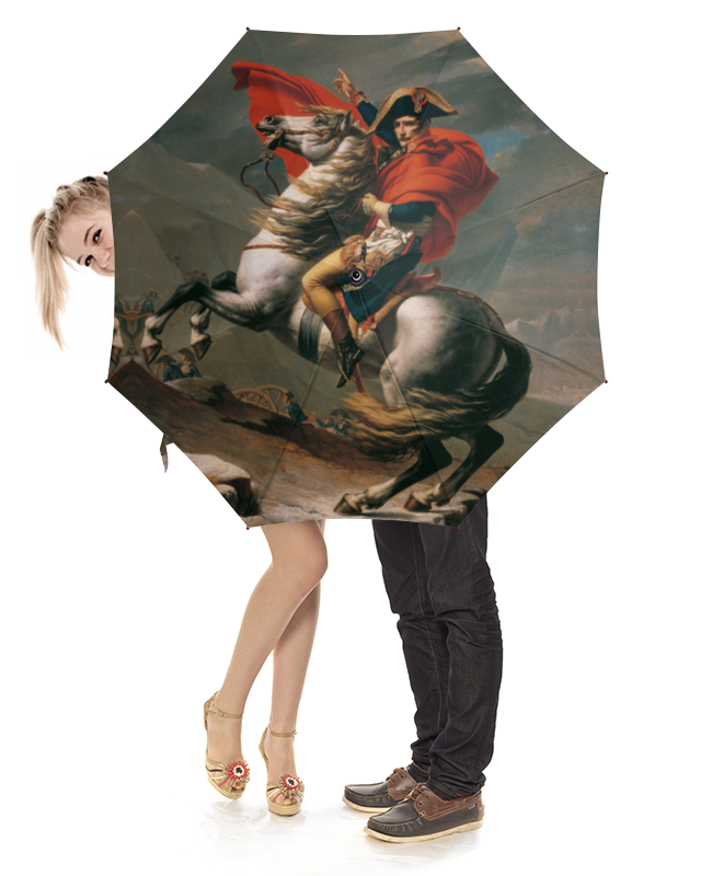 Printio Зонт-трость с деревянной ручкой Наполеон на перевале сен-бернар printio рюкзак мешок с полной запечаткой наполеон на перевале сен бернар