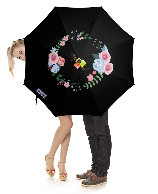 зонт k°bold розовый Printio Зонт-трость с деревянной ручкой Стильные розы