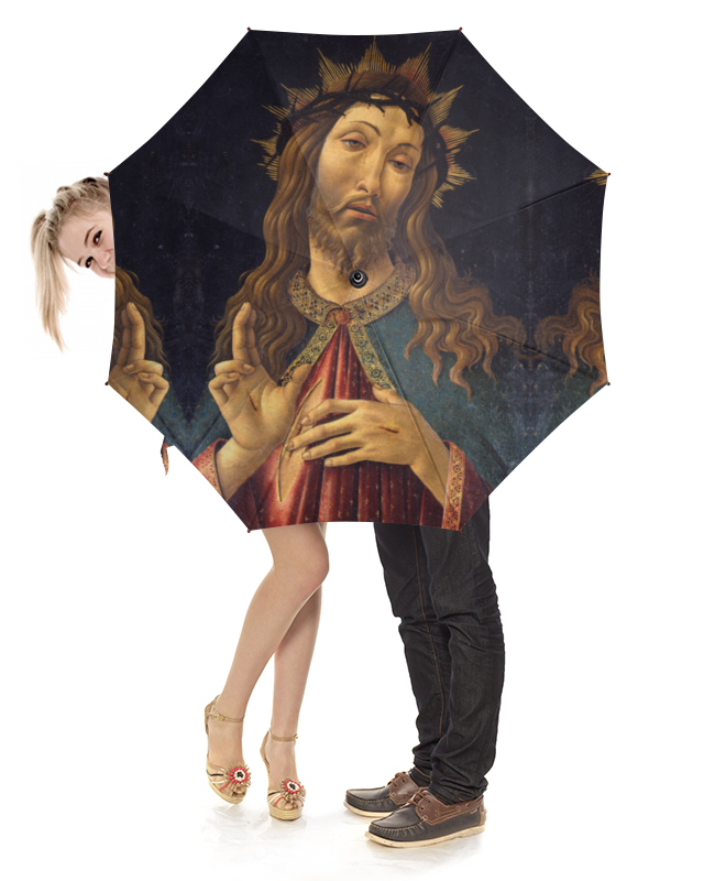 Printio Зонт-трость с деревянной ручкой Христос в терновом венце (боттичелли) мс сандро боттичелли