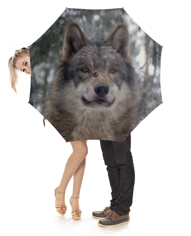 printio зонт трость с деревянной ручкой неоновый волк Printio Зонт-трость с деревянной ручкой Волк в лесу