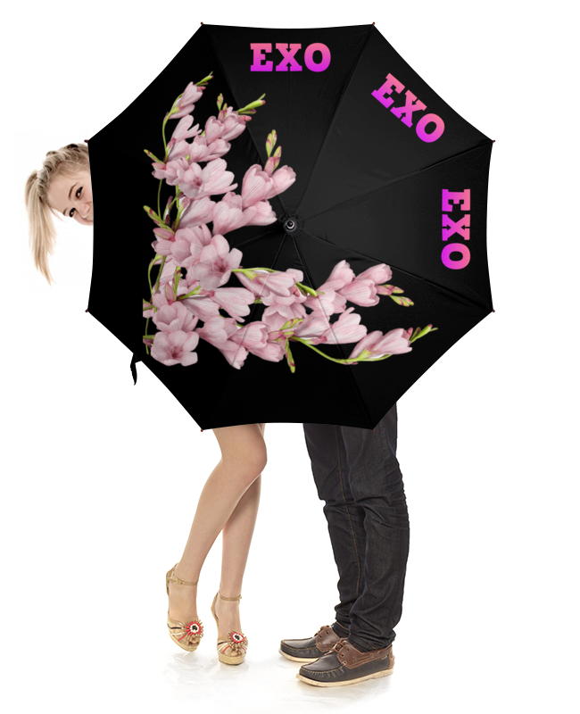printio зонт трость с деревянной ручкой розовые абстрактные цветы Printio Зонт-трость с деревянной ручкой Exo розовые цветы