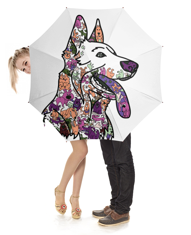 Printio Зонт-трость с деревянной ручкой Забавные собаки printio зонт трость с деревянной ручкой необычный зонтик для мужчины