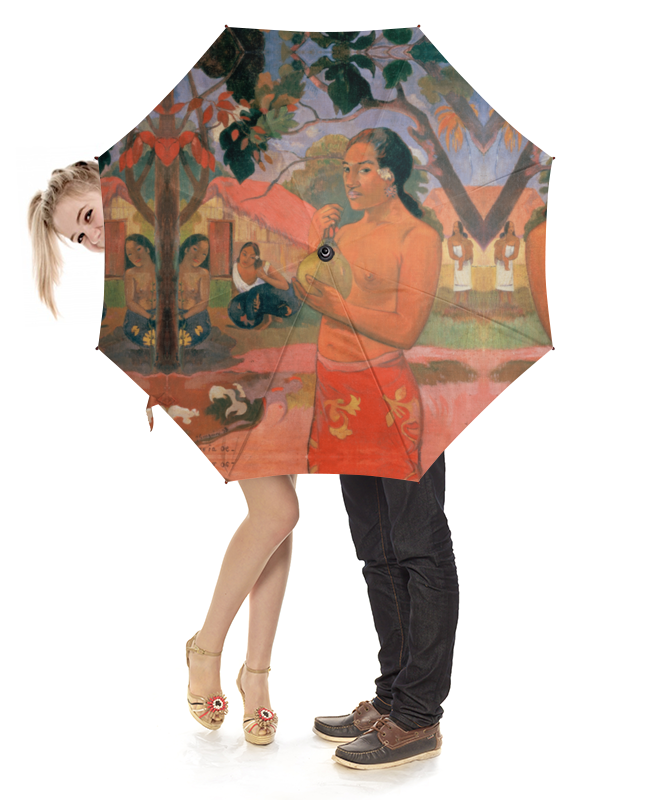 Printio Зонт-трость с деревянной ручкой Женщина, держащая плод (поль гоген) printio сумка с полной запечаткой женщина держащая плод поль гоген