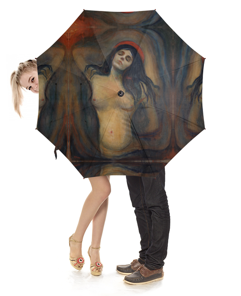 Заказать зонт в Москве. Зонт-трость с деревянной ручкой Мадонна (картина Мунка) от trend - готовые дизайны и нанесение принтов.
