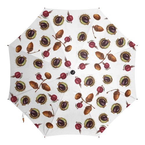 Заказать зонт в Москве. Зонт-трость с деревянной ручкой Зонт "Осенние плоды" от Julissa_limejuice - готовые дизайны и нанесение принтов.