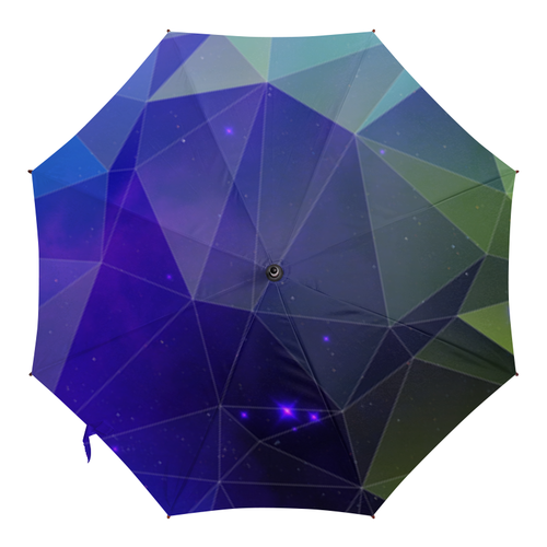 Заказать зонт в Москве. Зонт-трость с деревянной ручкой Космический треугольник от galaxy secret - готовые дизайны и нанесение принтов.