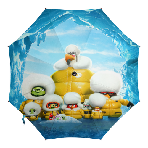 Заказать зонт в Москве. Зонт-трость с деревянной ручкой Angry Birds от skynatural - готовые дизайны и нанесение принтов.