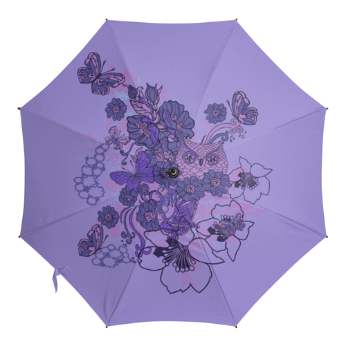 Заказать зонт в Москве. Зонт-трость с деревянной ручкой Сова в цветах от valezar - готовые дизайны и нанесение принтов.