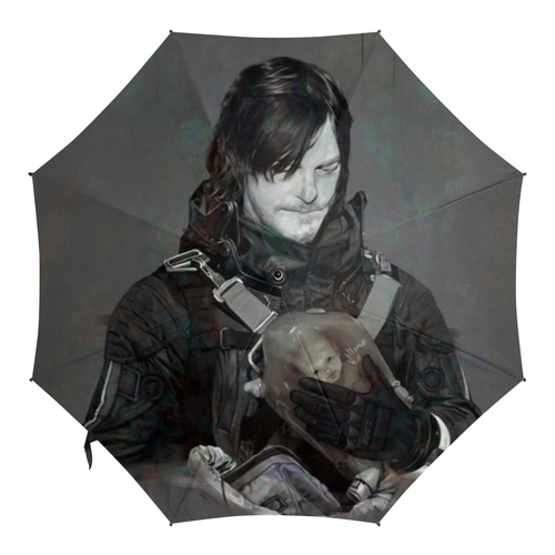 Заказать зонт в Москве. Зонт-трость с деревянной ручкой Death Stranding от Дана Столыпина - готовые дизайны и нанесение принтов.