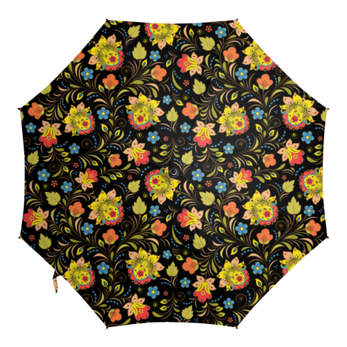 Заказать зонт в Москве. Зонт-трость с деревянной ручкой Яркая Хохлома от Nos  - готовые дизайны и нанесение принтов.
