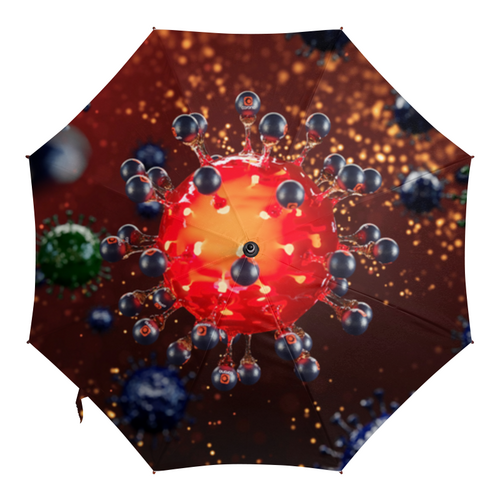 Заказать зонт в Москве. Зонт-трость с деревянной ручкой Coronavirus от Дана Столыпина - готовые дизайны и нанесение принтов.