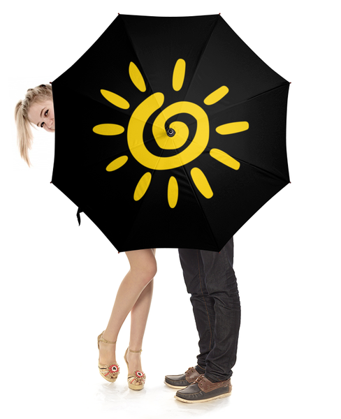Заказать зонт в Москве. Зонт-трость с деревянной ручкой Солнце от trend - готовые дизайны и нанесение принтов.