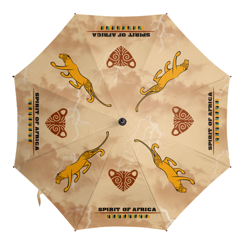 Заказать зонт в Москве. Зонт-трость с деревянной ручкой SPIRIT OF AFRICA от ELENA ZHARINOVA - готовые дизайны и нанесение принтов.