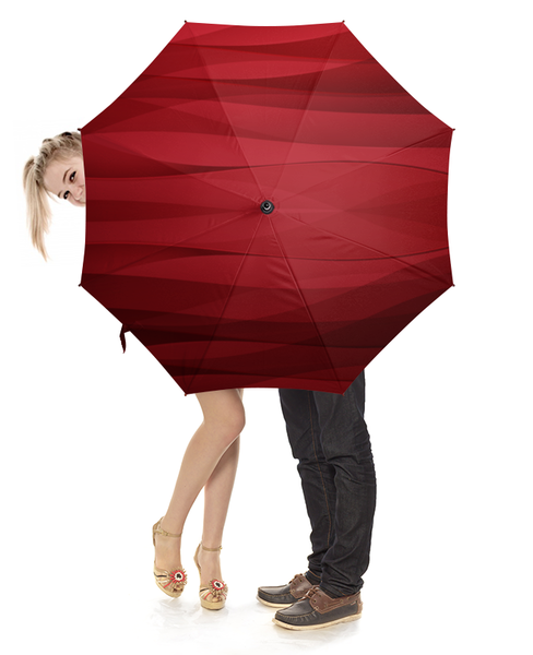 Заказать зонт в Москве. Зонт-трость с деревянной ручкой Красная абстракция от BeliySlon - готовые дизайны и нанесение принтов.