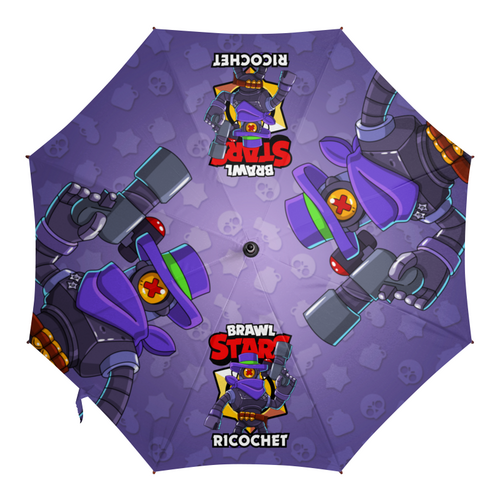 Заказать зонт в Москве. Зонт-трость с деревянной ручкой BRAWL STARS RICOCHET от geekbox - готовые дизайны и нанесение принтов.