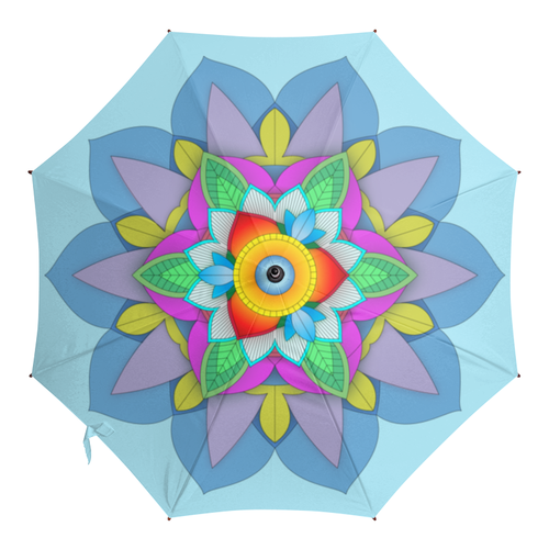 Заказать зонт в Москве. Зонт-трость с деревянной ручкой Mandala II от Maria Mishina - готовые дизайны и нанесение принтов.