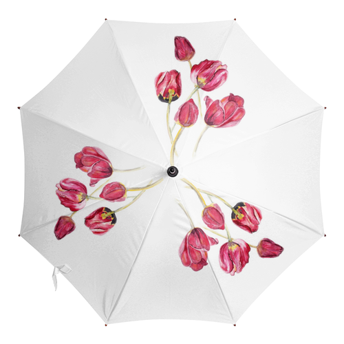 Заказать зонт в Москве. Зонт-трость с деревянной ручкой Зонт Тюльпаны от mari6akovalenko@gmail.com - готовые дизайны и нанесение принтов.