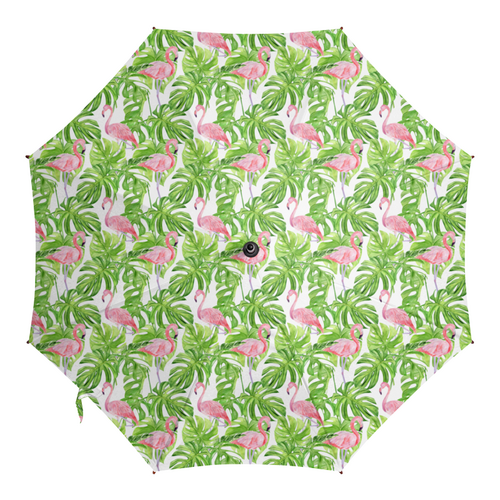 Заказать зонт в Москве. Зонт-трость с деревянной ручкой Розовый Фламинго от Дана Столыпина - готовые дизайны и нанесение принтов.