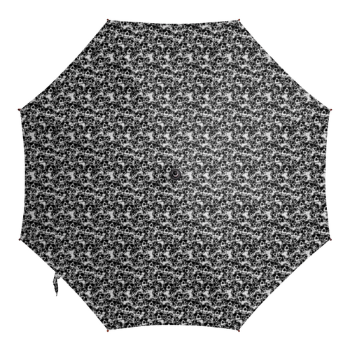 Заказать зонт в Москве. Зонт-трость с деревянной ручкой Full set skulls от Leichenwagen - готовые дизайны и нанесение принтов.